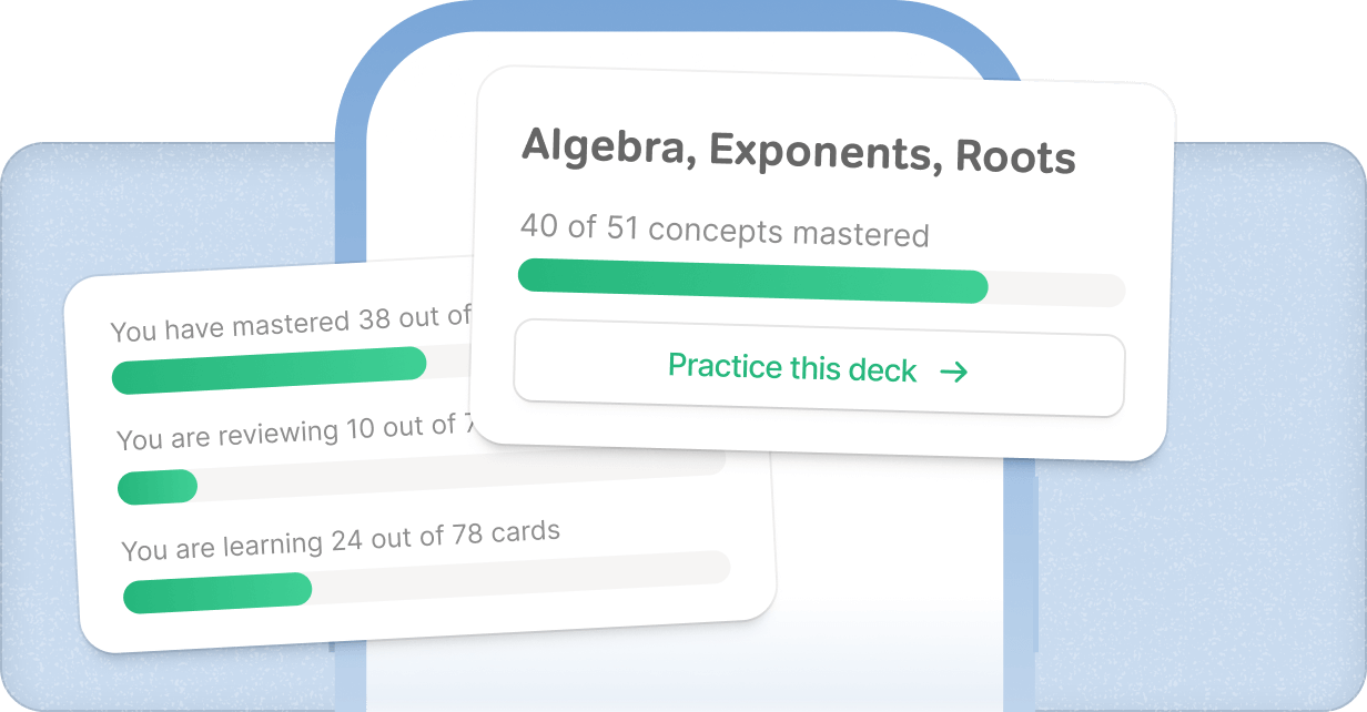 Examples of the UI and vocabulary words you'll see in the flashcard app